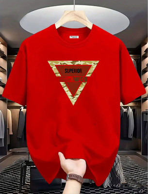 Magneto Printed Men Round Neck Red T-Shirt