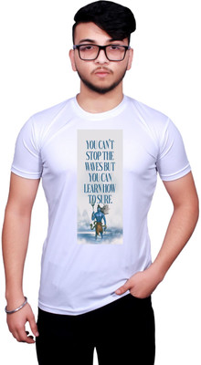 KRYONIX Printed, Typography Men Round Neck White T-Shirt