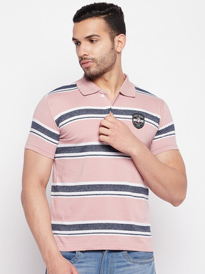 First Krush Striped Men Polo Neck Multicolor T-Shirt