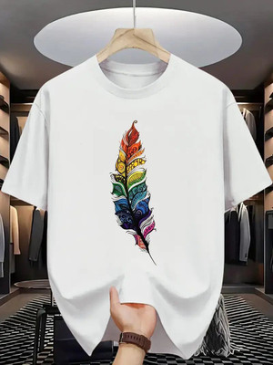 Twenty2Creation Printed Men Round Neck White T-Shirt