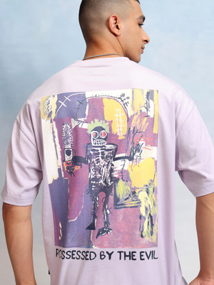 HIGHLANDER Printed Men Round Neck Purple T-Shirt