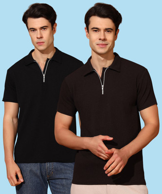 METRONAUT Solid Men Polo Neck Multicolor T-Shirt
