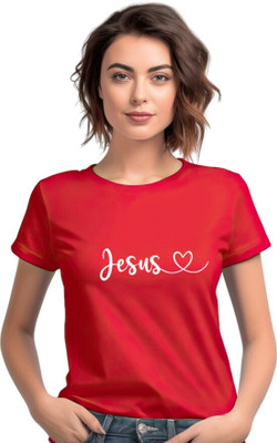 Witty Curls Graphic Print Women Round Neck Red T-Shirt