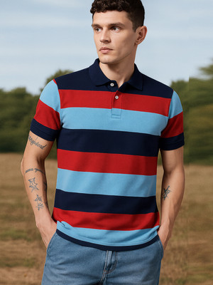 GETGOLF Striped Men Polo Neck Multicolor T-Shirt