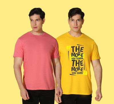 WOOSTRO Solid Men Round Neck Multicolor T-Shirt