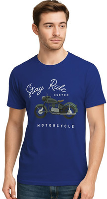 DGC Printed Men Round Neck Navy Blue T-Shirt