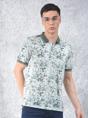 CRIMSOUNE CLUB Floral Print Men Polo Neck Green T-Shirt