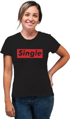 SmarTee Street Typography Women Round Neck Black T-Shirt