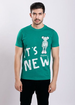 HIGHTRIBE Printed Men Round Neck Black T-Shirt