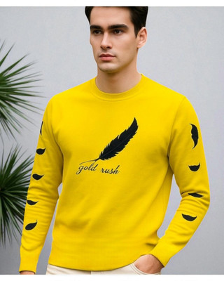 Autna Printed Men Round Neck Yellow T-Shirt