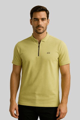 GO BIRDY Solid Men Henley Neck Green T-Shirt