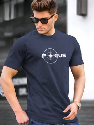 KELONBRO Printed Men Round Neck Dark Blue T-Shirt