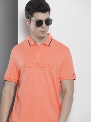 TOMMY HILFIGER Solid Men Polo Neck Orange T-Shirt