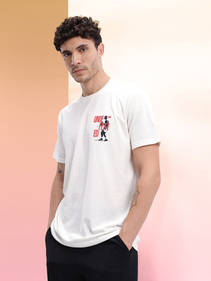 HRX by Hrithik Roshan Printed Men Round Neck White T-Shirt