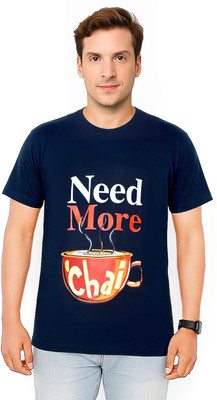 BU SHIRTS.COM Printed Men Round Neck Blue T-Shirt