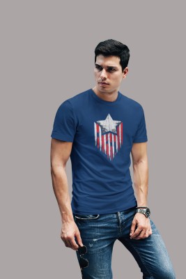 Outlaws Graphic Print Men Round Neck Blue T-Shirt