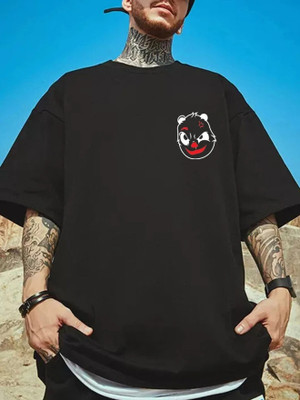 Manlino Graphic Print Men Round Neck Black T-Shirt