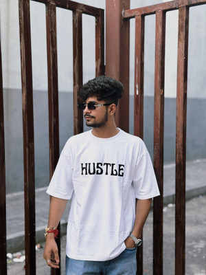 ZEROEIGHT Self Design Men Round Neck White T-Shirt