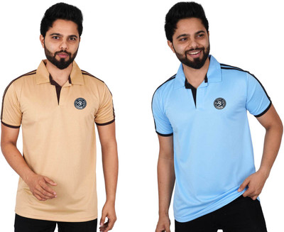 La Milano Printed Men Polo Neck Light Blue T-Shirt