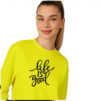 HOC Printed Women Round Neck Yellow T-Shirt
