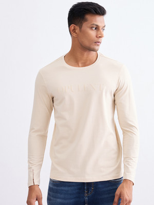 Spykar Solid Men Round Neck Brown T-Shirt