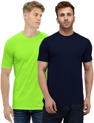 TRULYFEB Solid Men Round Neck Light Green, Maroon T-Shirt