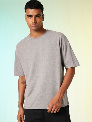 HRX by Hrithik Roshan Solid Men Round Neck Grey T-Shirt