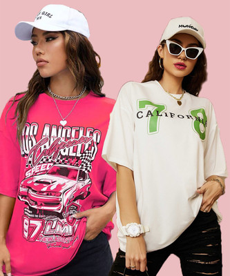 Christy World Printed Women Round Neck Multicolor T-Shirt