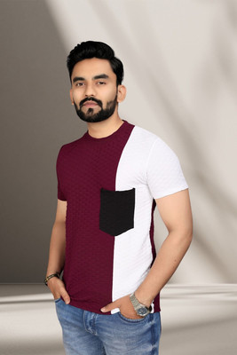TANNU FAB Printed Men Boat Neck Purple T-Shirt