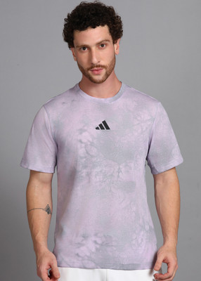 ADIDAS Printed Men Round Neck Purple T-Shirt