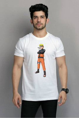 PRINTISTA Printed Men Round Neck White T-Shirt