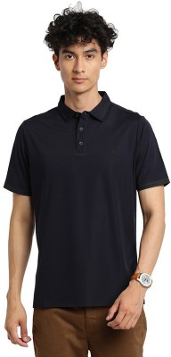 TURTLE Solid Men Polo Neck Dark Blue T-Shirt