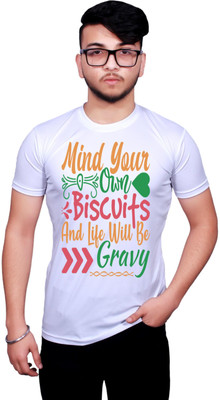 NITYANAND CREATIONS Graphic Print Men Round Neck White T-Shirt