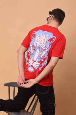 Flirty Printed Men Round Neck Red T-Shirt