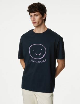 PicPok Printed Men Round Neck Blue T-Shirt