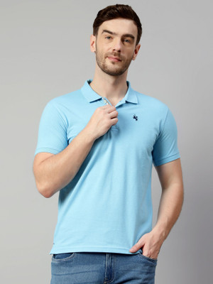CANTABIL Solid Men Polo Neck Blue T-Shirt