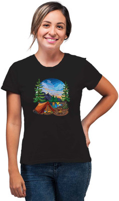 SmarTee Street Printed Women Round Neck Black T-Shirt