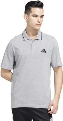 ADIDAS Printed Men Polo Neck Grey T-Shirt
