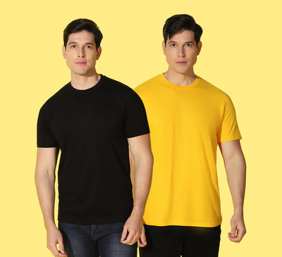 WOOSTRO Solid Men Round Neck Multicolor T-Shirt