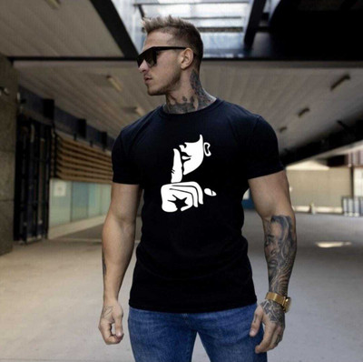 SPOWEARY Printed Men Round Neck Black T-Shirt