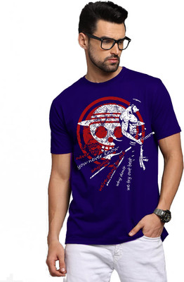 BROTEES Printed Men Round Neck Blue T-Shirt