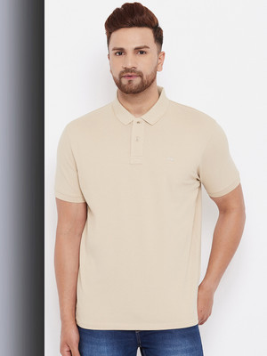 98 Degree North Solid Men Polo Neck White T-Shirt