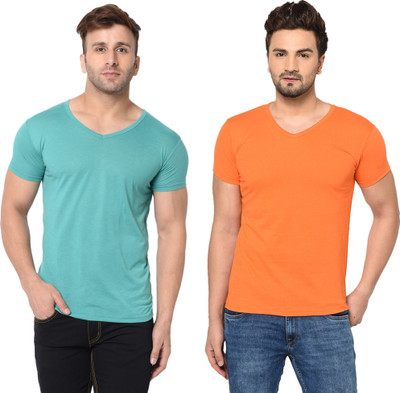 Moordale Fab Solid Men V Neck Multicolor T-Shirt