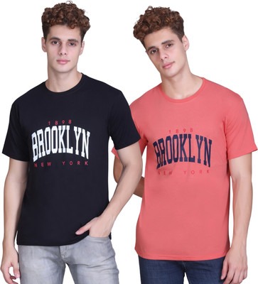 Zeffit Printed Men Round Neck Black, Orange T-Shirt