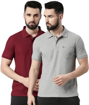 Force NXT Solid Men Polo Neck Multicolor T-Shirt
