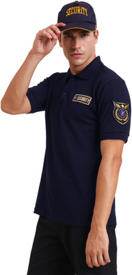 NeedleMan Printed Men Polo Neck Reversible Dark Blue T-Shirt