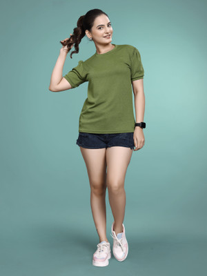 JK Creation Party Solid Women Green Top