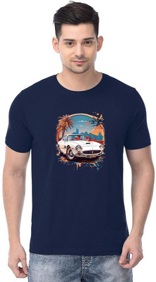 JP Creation Printed Men Round Neck Dark Blue T-Shirt