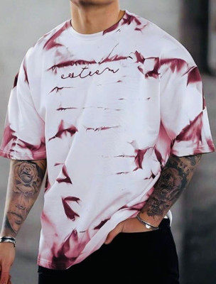 Starvy Tie & Dye Men Round Neck Maroon T-Shirt