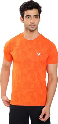 Mentoos Self Design Men Round Neck Orange T-Shirt